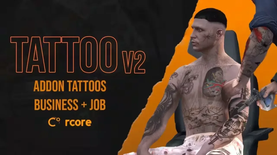 RCore FiveM Tattoo Shop Script with Addon Tattoos